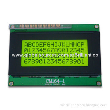 16x4 STN Characters LCD Display Module, Pins Connection, COB Style, Yellow Green Mode